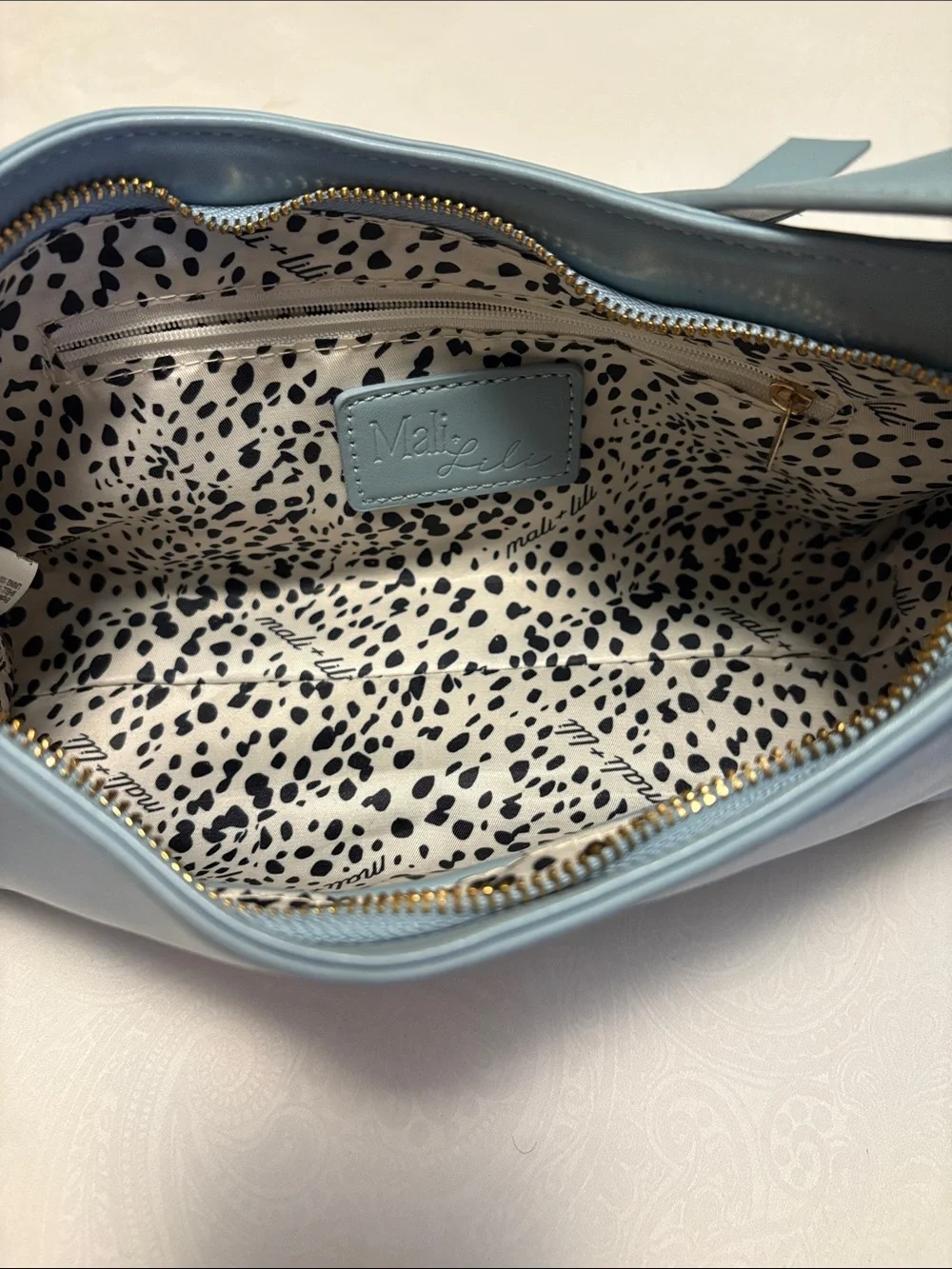 Sleek Dusty Blue Shoulder Bag with Bow Strap